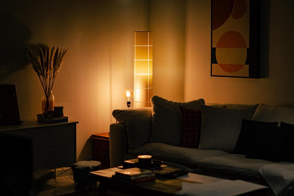 Posezení v ubytování Elegant Boho Style Studio Haven