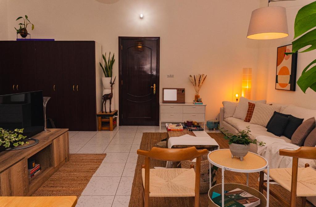 Posezení v ubytování Elegant Boho Style Studio Haven