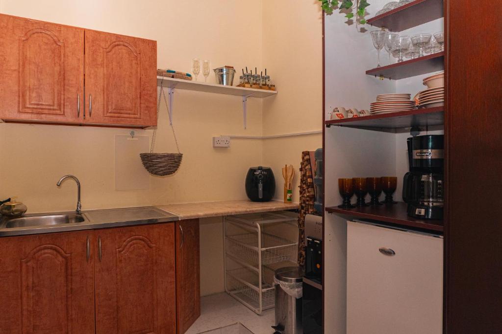 Kuchyň nebo kuchyňský kout v ubytování Elegant Boho Style Studio Haven
