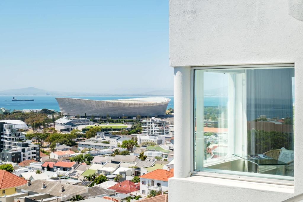 a view from a window of a city at Ocean Vue in Cape Town