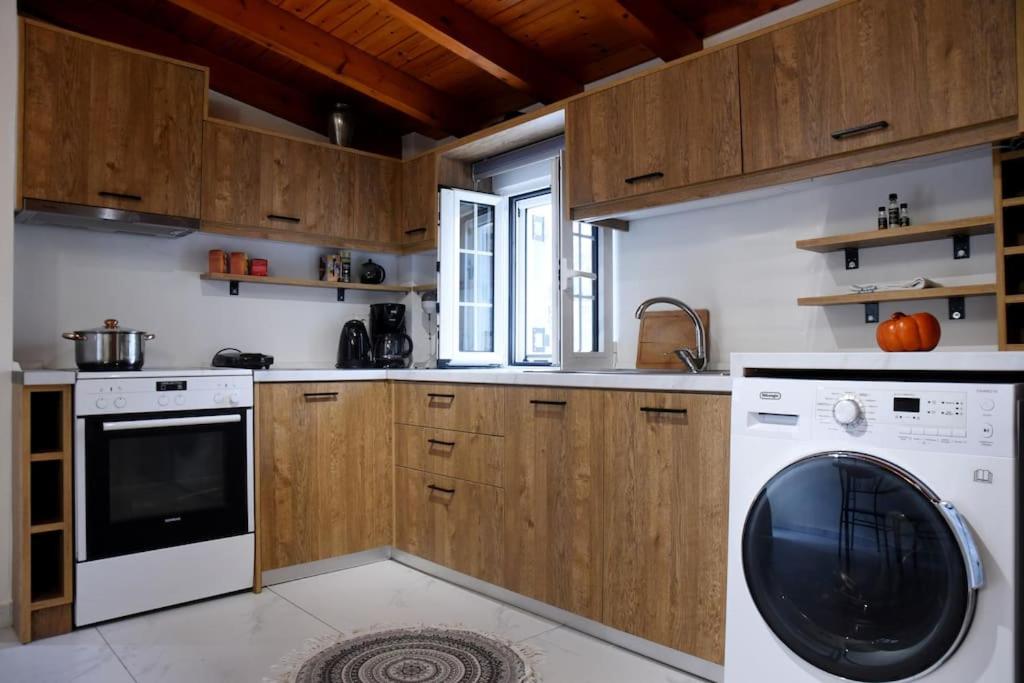 a kitchen with a washer and a washing machine at The country house in Paramonas