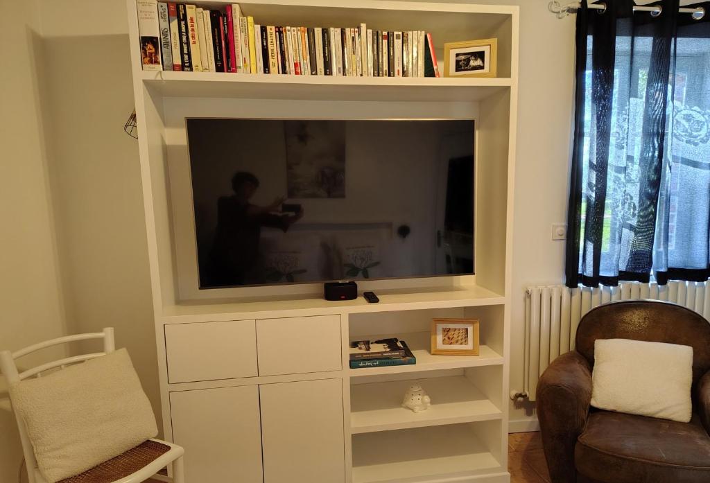 TV a/nebo společenská místnost v ubytování Le Spa est dans le Pré