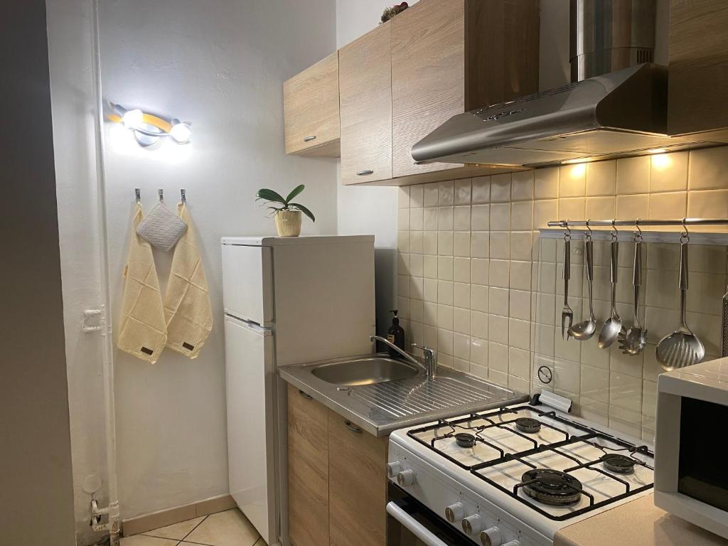 a kitchen with a white refrigerator and a sink at Bilocale degli Innamorati in Terni