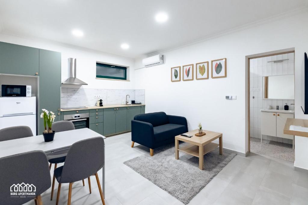 Kuchyň nebo kuchyňský kout v ubytování BORG Apartmanok