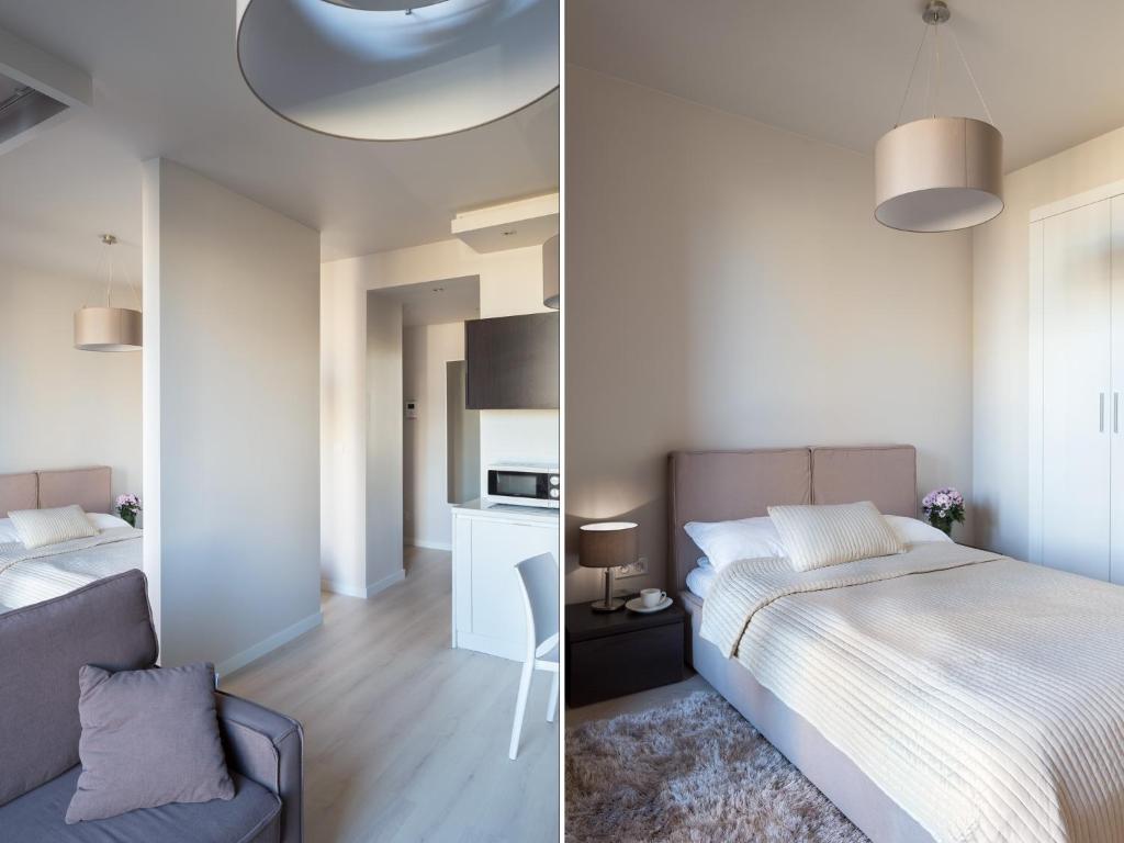 Posteľ alebo postele v izbe v ubytovaní Chopin Apartments - City