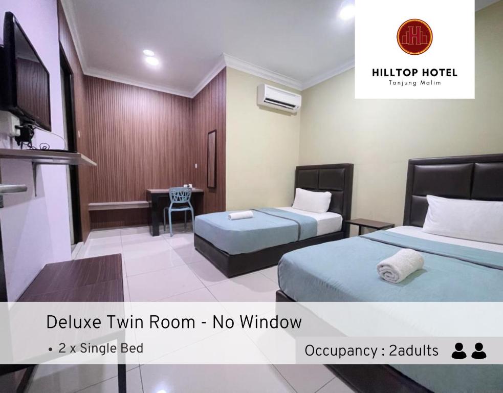Hilltop Hotel Tanjung Malim - Deluxe Twin - Geen Venster