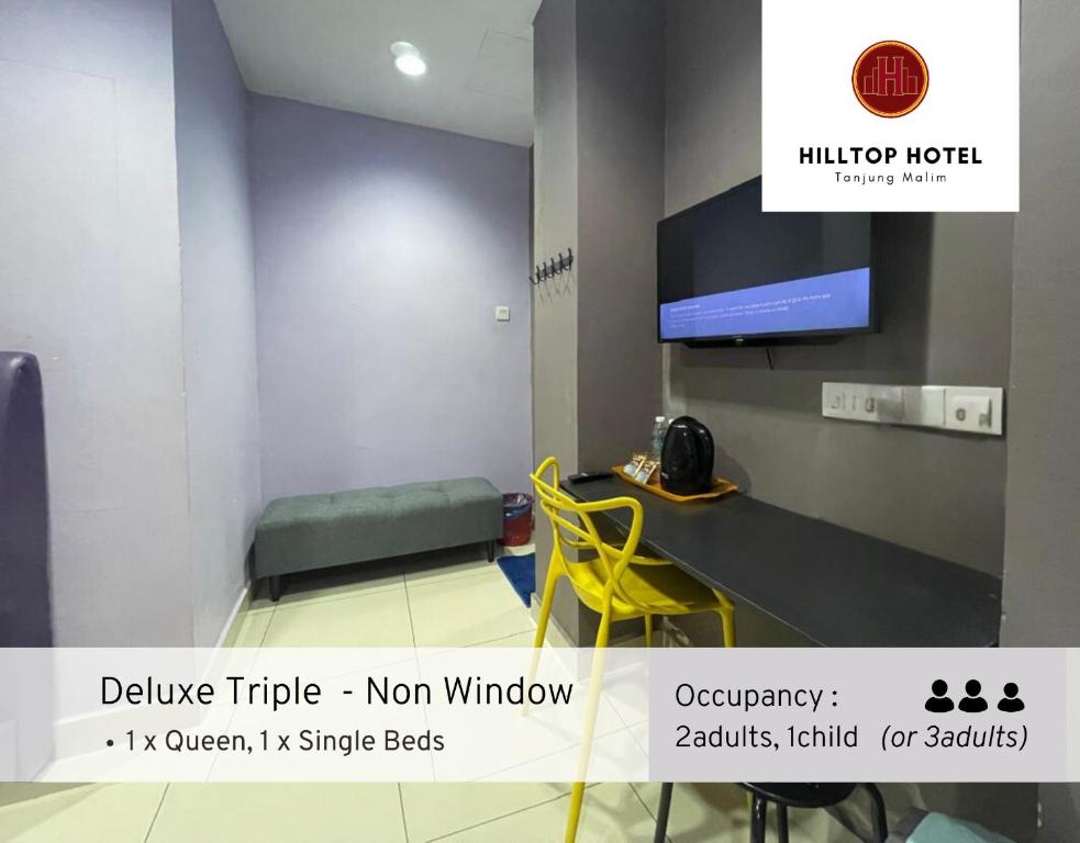 Hilltop Hotel Tanjung Malim - Deluxe Triple - Geen Venster