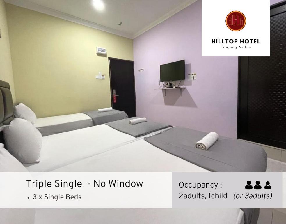 Hilltop Hotel Tanjung Malim - Triple Single - Geen Venster