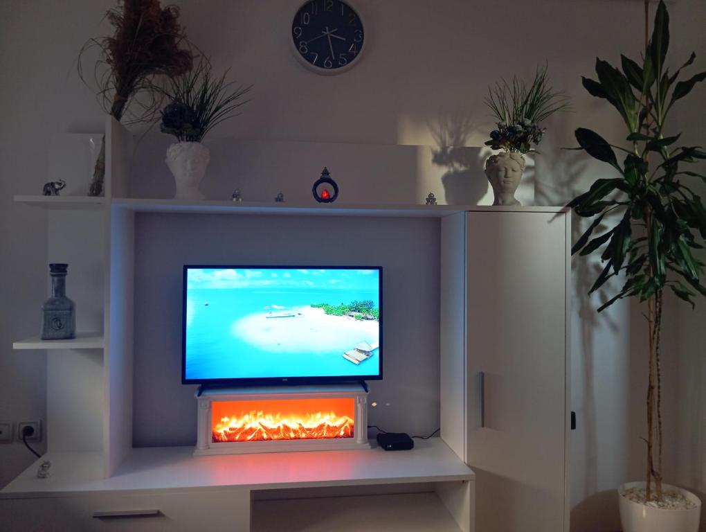 Televiisor ja/või meelelahutuskeskus majutusasutuses Apartman Dionis SM 2