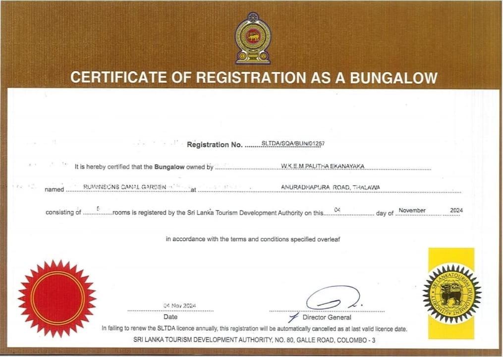 Certifikát, hodnocení, plakát nebo jiný dokument vystavený v ubytování RUWINSONS Canal Garden