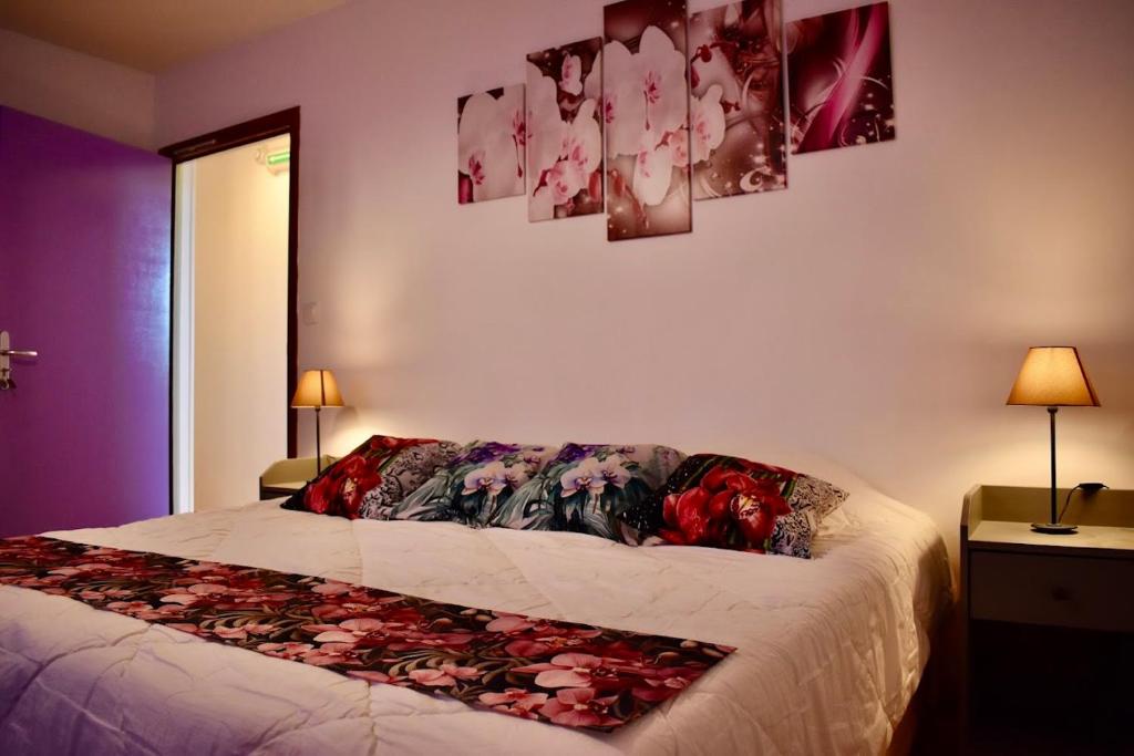 - une chambre avec un lit et 2 oreillers dans l'établissement Chambres d'hôtes à Pêtre, à Entrevennes