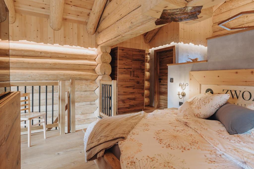 Ένα ή περισσότερα κρεβάτια σε δωμάτιο στο Chalet Zwoasom