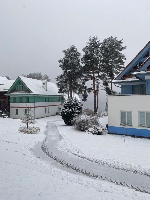 Apartmán Lipno s výhledem na jezero v zimě