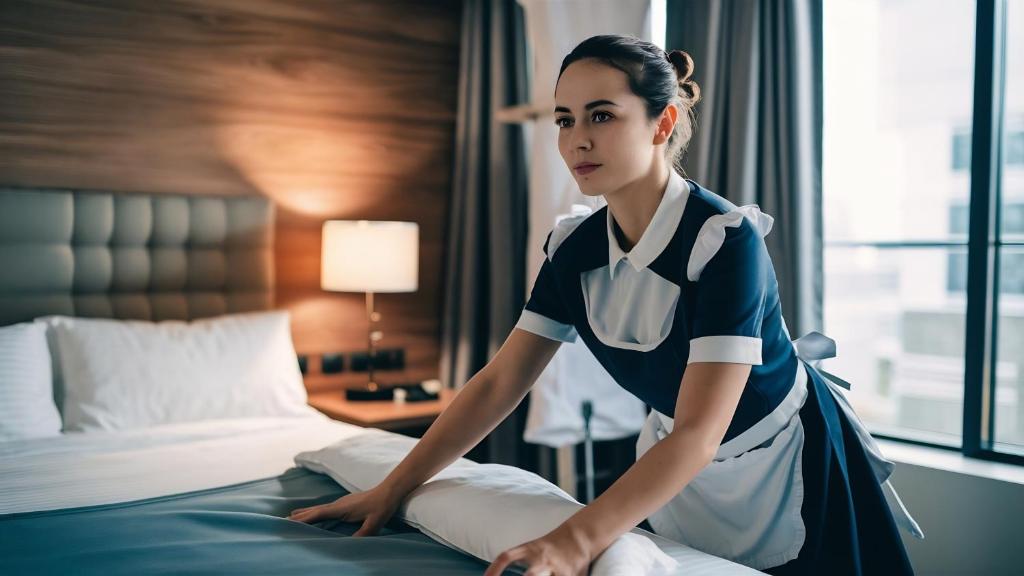 a woman sitting on a bed in a hotel room at Il Magnifico Superior Rooms 400m from Tiburtina Railway Station and 290m from Metro in Rome