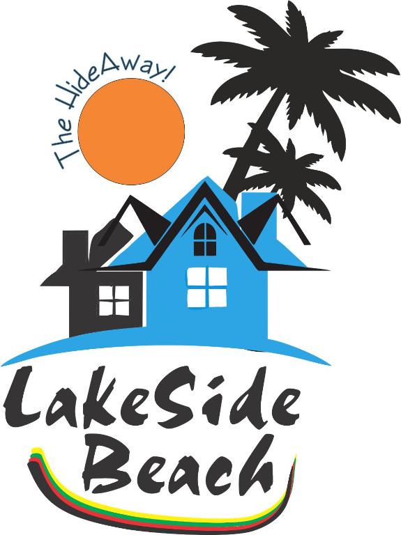 a logo for lakeridge beach with a house and palm trees at LakeSide Beach in Kigoma