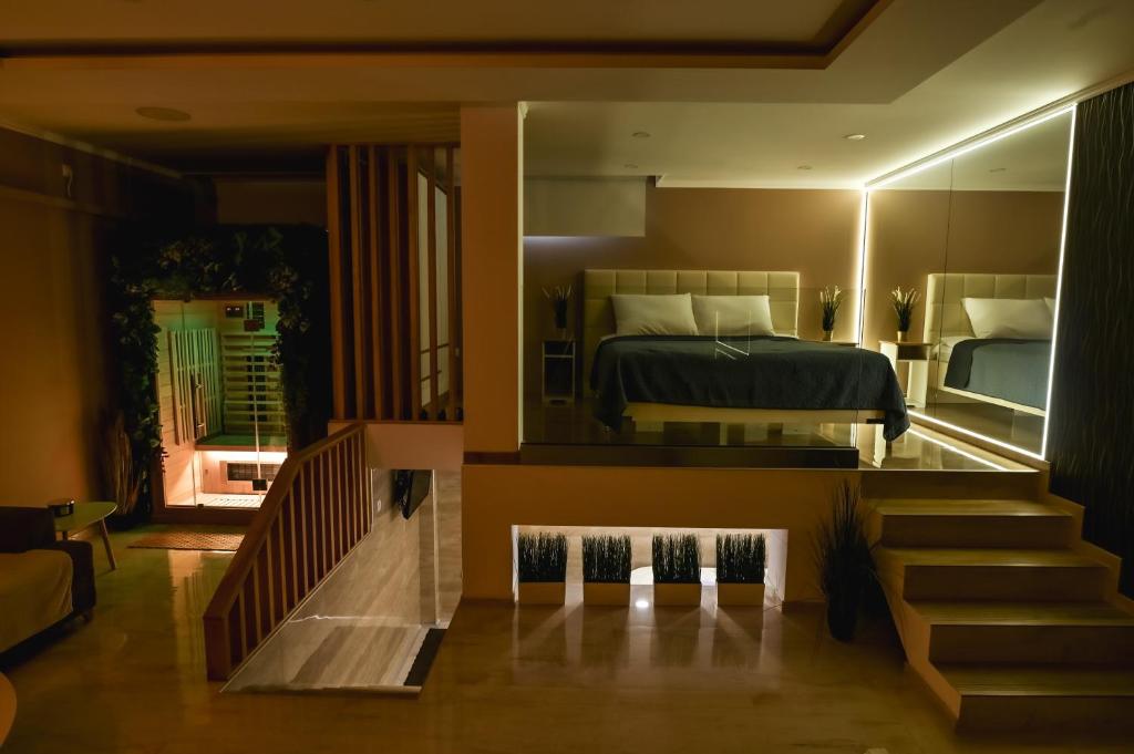 Postel nebo postele na pokoji v ubytování Level 1 Spa Apartman