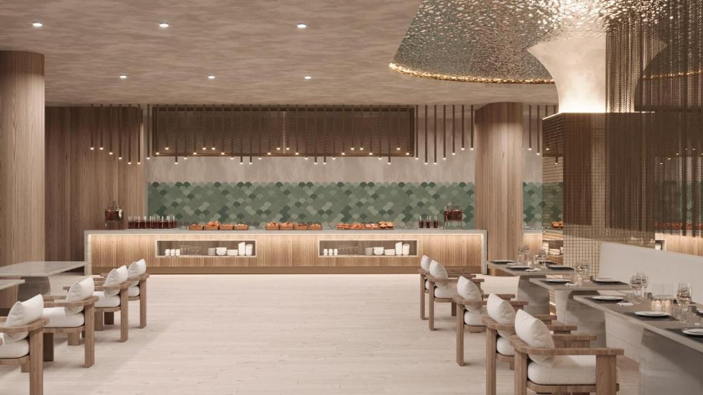 a rendering of a restaurant with tables and chairs at Ducale Lara - Ultra All Inclusive in Lara