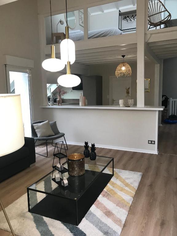 un salon avec une table basse et un canapé dans l'établissement Duplex LOUIS, à Horbourg-Wihr