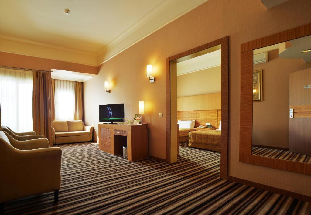TV a/nebo společenská místnost v ubytování Grand Cettia Hotel