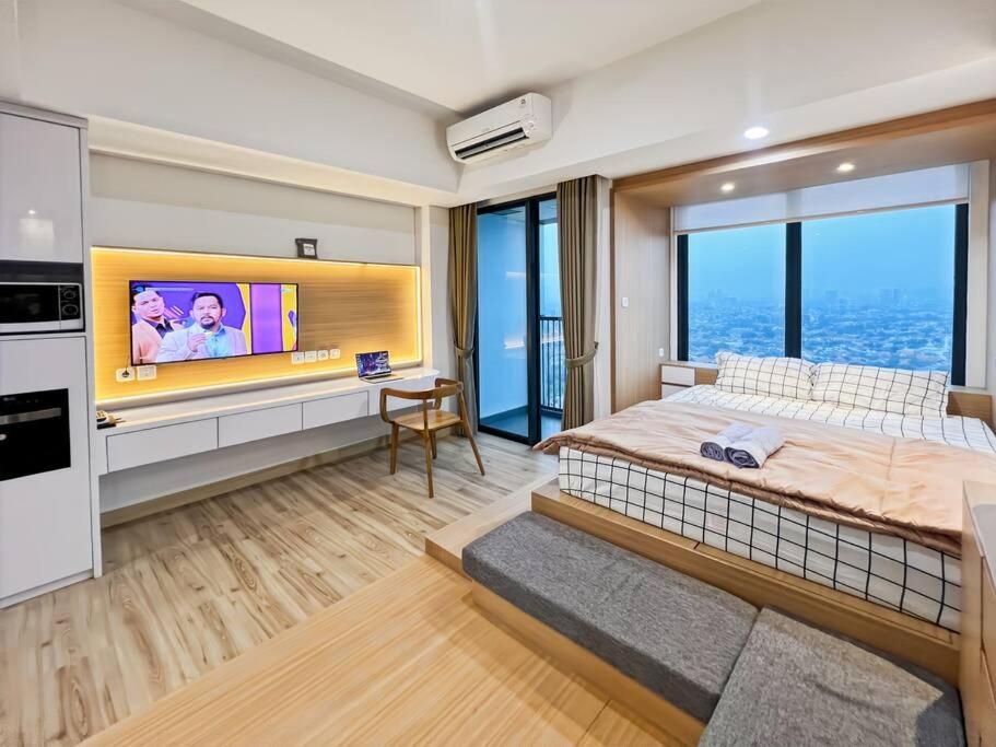 Postel nebo postele na pokoji v ubytování Stylish Studio SouthGate Apt with Pool, Gym, Netflix by 2ndHome