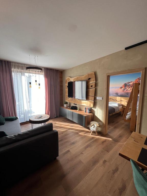 TV a/nebo společenská místnost v ubytování Apartmán Dubový důl