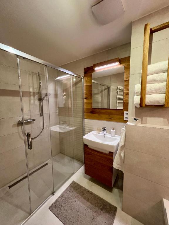 Koupelna v ubytování Apartmán Dubový důl