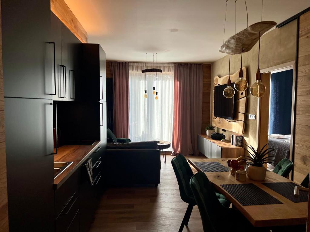 Kuchyň nebo kuchyňský kout v ubytování Apartmán Dubový důl