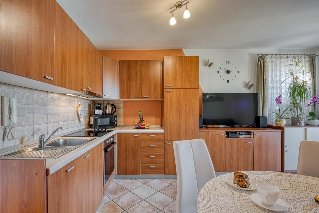 Kuchyň nebo kuchyňský kout v ubytování Apartman Matej