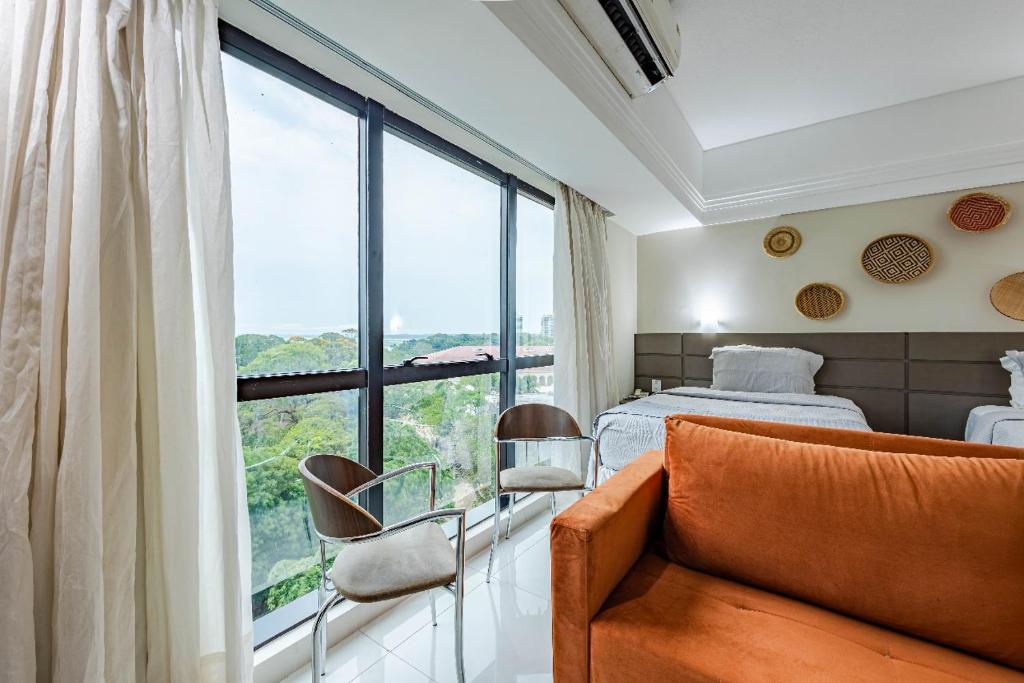 Posezení v ubytování 710 Conforto com vista maravilhosa para o Rio
