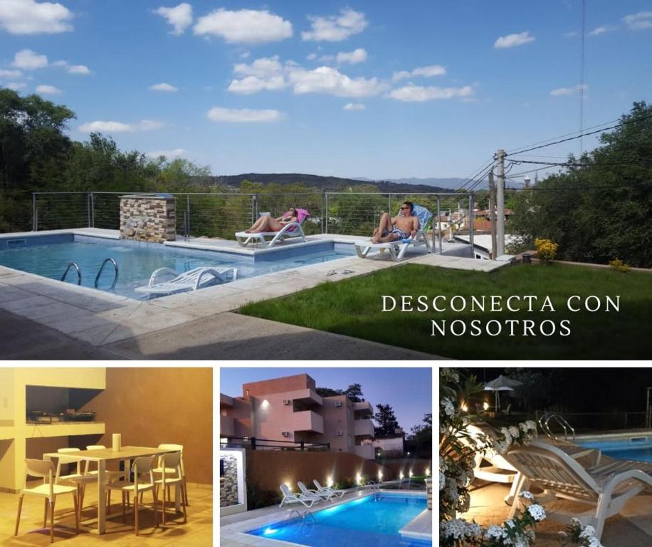 a collage of pictures of a swimming pool at By Muni Apartamentos Premium in Tanti