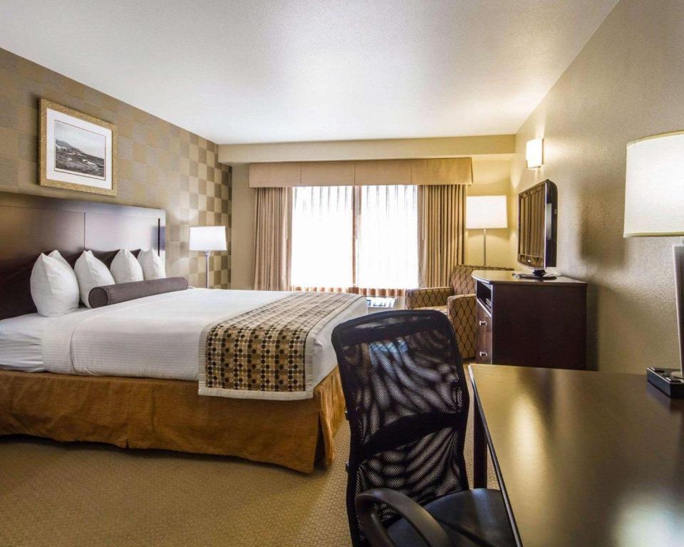 a hotel room with a large bed and a television at Hotel Med Park, an Ascend Collection Hotel in Sacramento