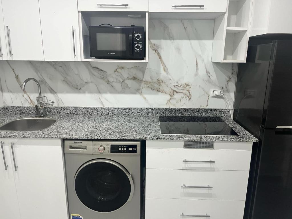 Kuchyň nebo kuchyňský kout v ubytování scandic resort B312