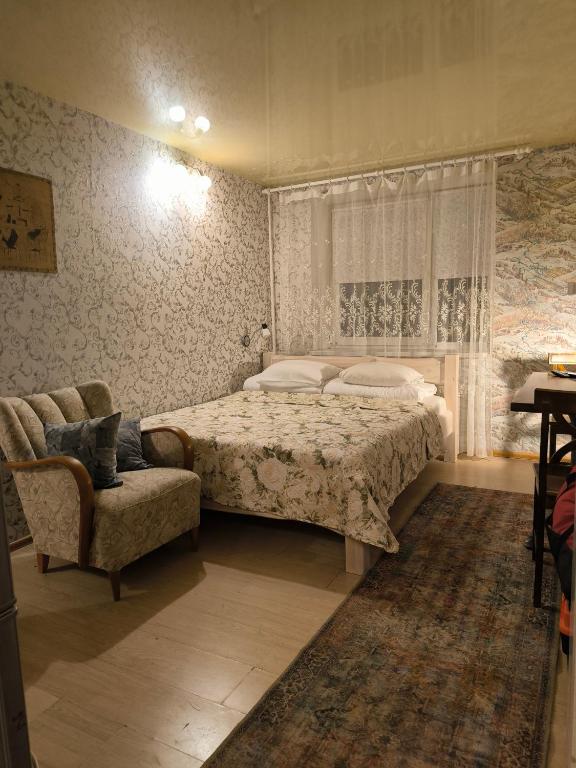 Postel nebo postele na pokoji v ubytování Border studio Sihveri