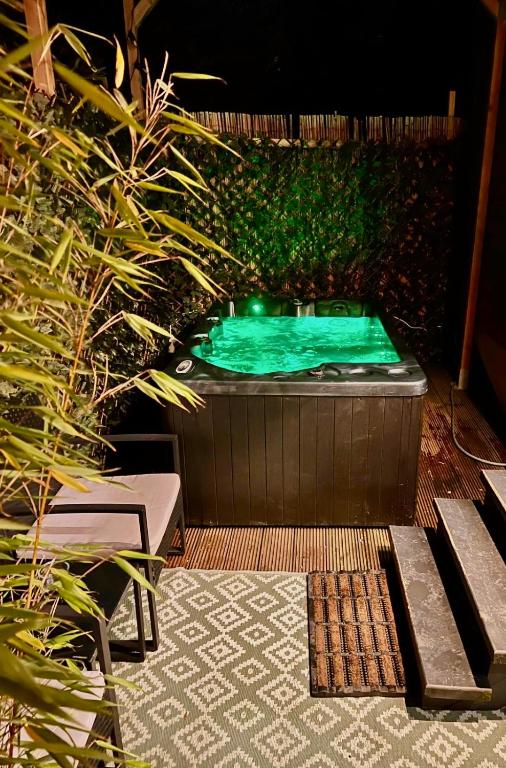 Bazén v ubytování Tiny house with garden and jacuzzi near Amsterdam nebo v jeho okolí
