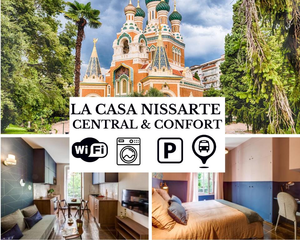 ニースにあるLa Casa Nissarte - Centre ville prés gare - wifi -parking , confort et cosyの城絵のコラージュ