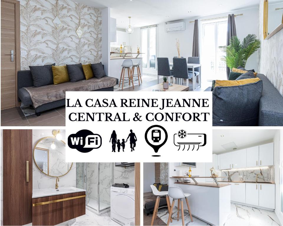 Coin salon dans l'établissement LA CASA REINE JEANNE- CENTRAL prés de la gare - WIFI - PARKING - Neuf ET CONFORT