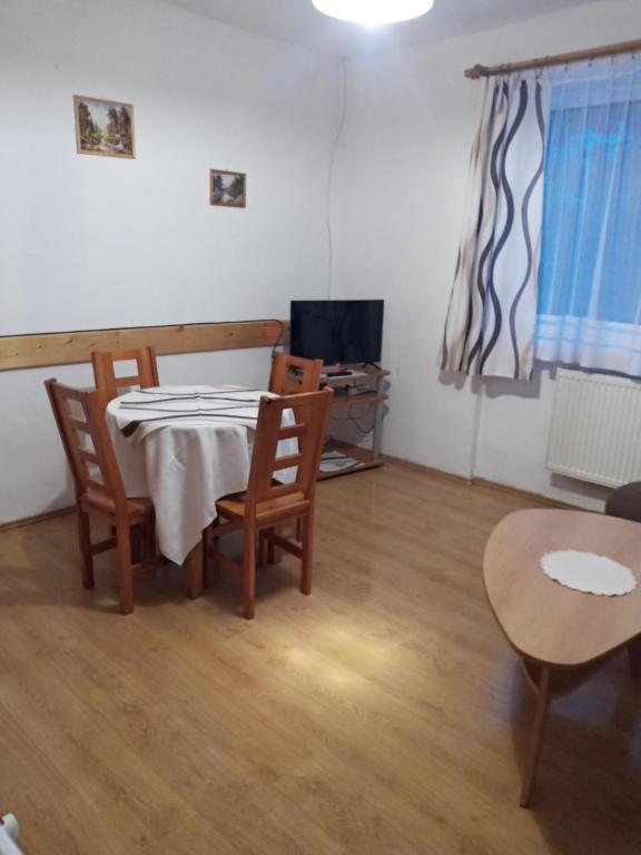 Televízia a/alebo spoločenská miestnosť v ubytovaní Apartmány Božka