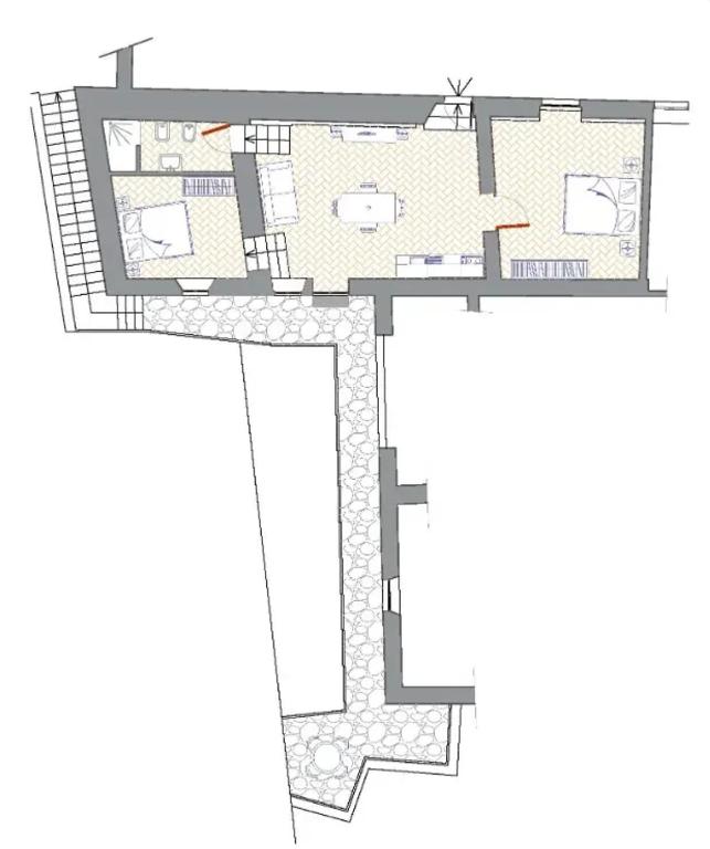 Půdorys ubytování Charming apartment in Loro Ciuffenna, 110 m² with Shared Pool.