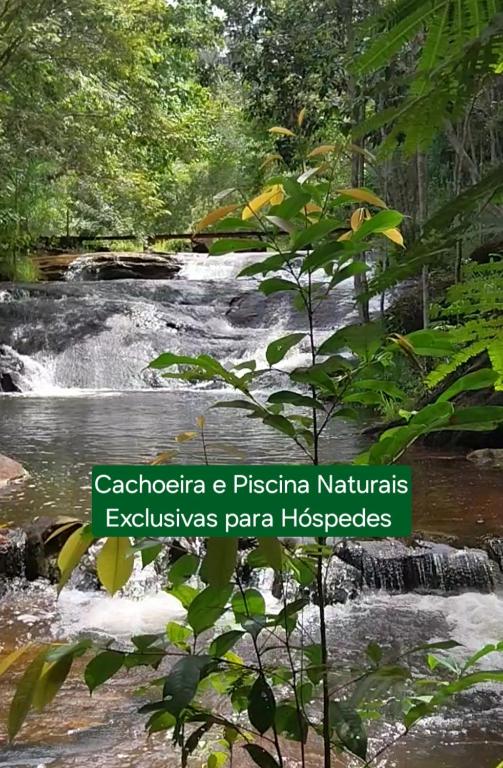 a river in a forest with a waterfall at Pousada Rancho Sêmani in Itacaré