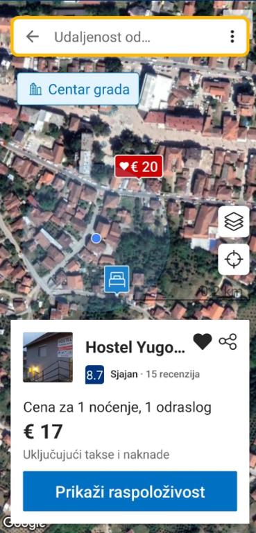 a screenshot of a cell phone with a map at Hostel Yugoslavija 1 in Aleksandrovac