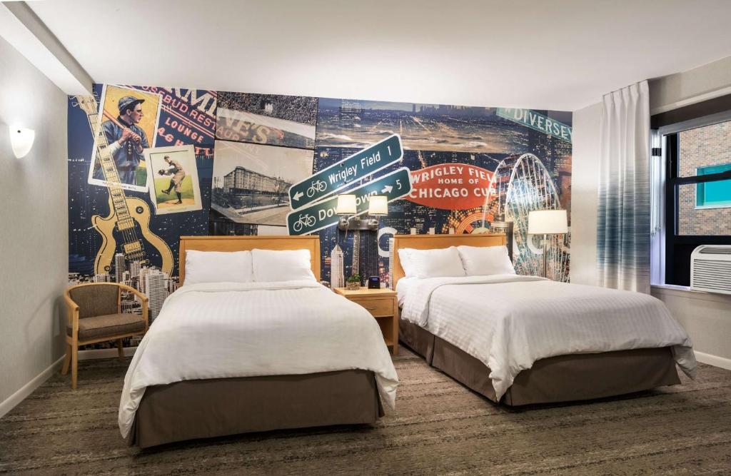 Hotel Versey Chicago Lincoln Park - Tweepersoonskamer Met Twee Dubbele Bedden