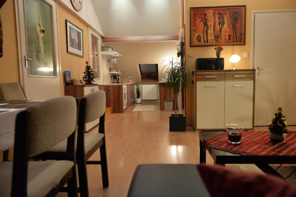 Televízia a/alebo spoločenská miestnosť v ubytovaní Sopron Eszter Apartman