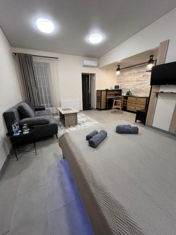 a living room with a large bed in a room at Gabriel in Šveicarija