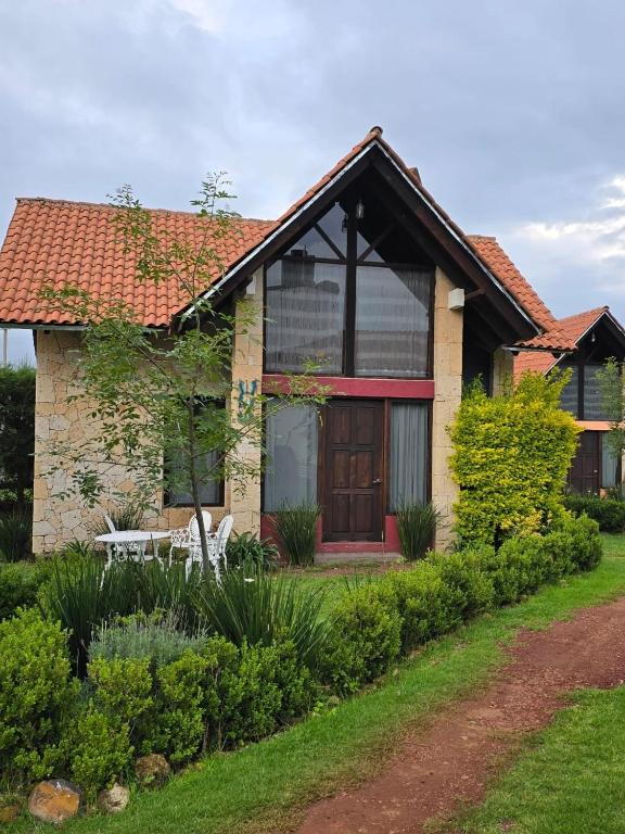 Zahrada ubytování Namasté Cabañas, Huasca de Ocampo