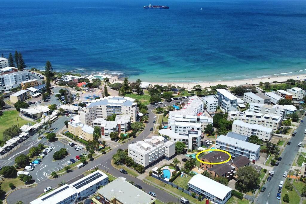 an aerial view of a city next to the ocean at Coastal Comfort, Relaxing Kings Beach Retreat in Caloundra
