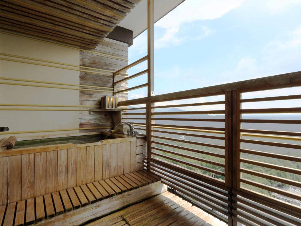 Balkón nebo terasa v ubytování Tsukubasan Hotel Aokiya
