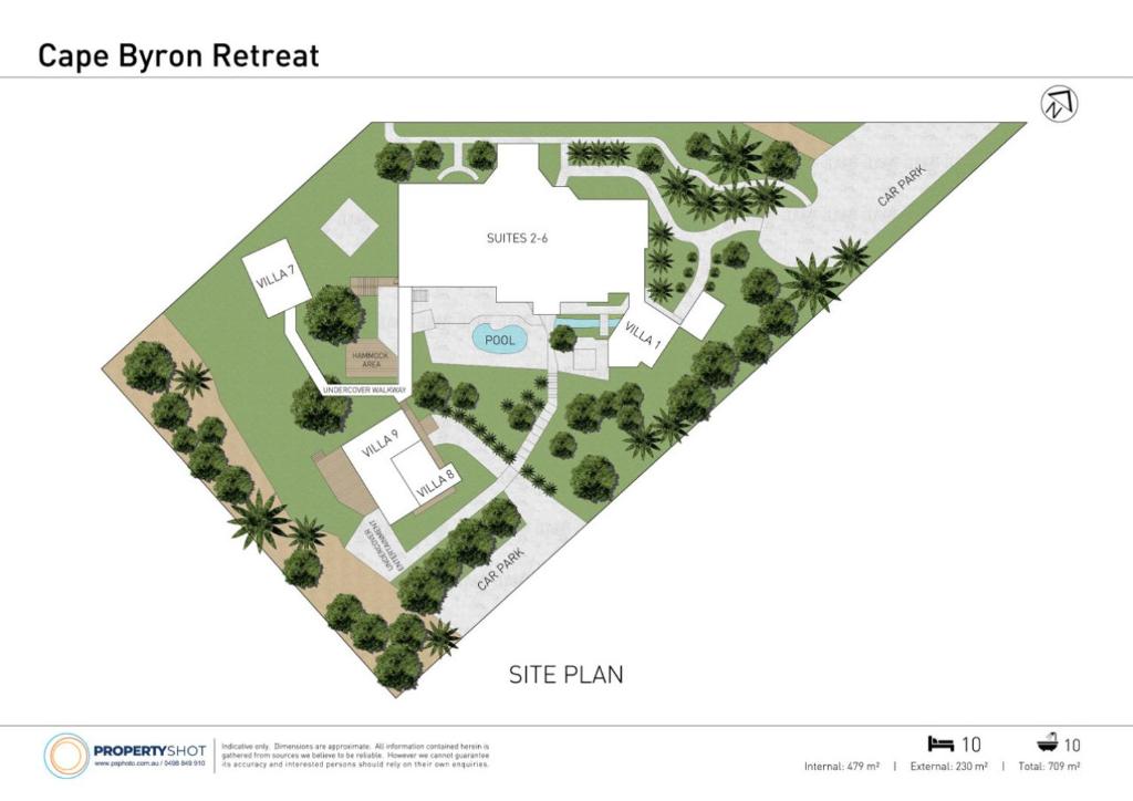 a site plan of the cape bryn retreat at Cape Byron Suite 5 Private Suite with Ensuite in Byron Bay