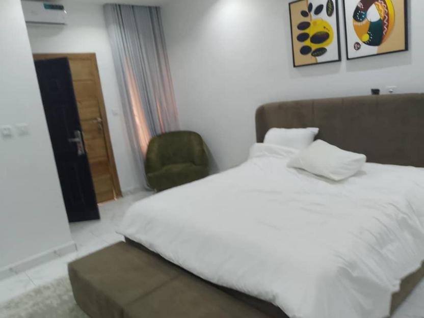 Postel nebo postele na pokoji v ubytování Prince Dikeoha home