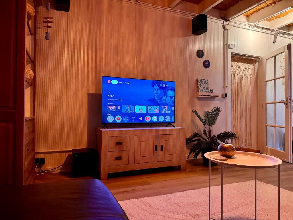 TV a/nebo společenská místnost v ubytování Guest house with private pool & jacuzzi