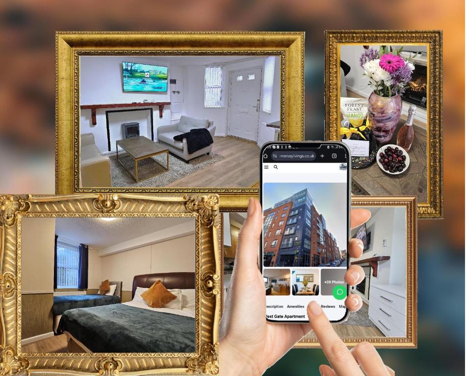 Hotel Sidemersey Livings - Botanical Hidden Gems, Magical Gardens, a person taking a picture of a hotel room at Sidemersey Livings - Botanical Hidden Gems, Magical Gardens in Liverpool